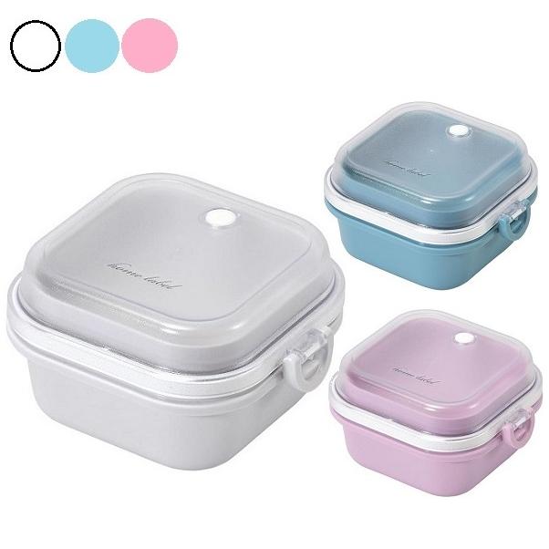 弁当箱 2段 キューブ型 ランチボックス グレー ホワイト ブルー ピンク