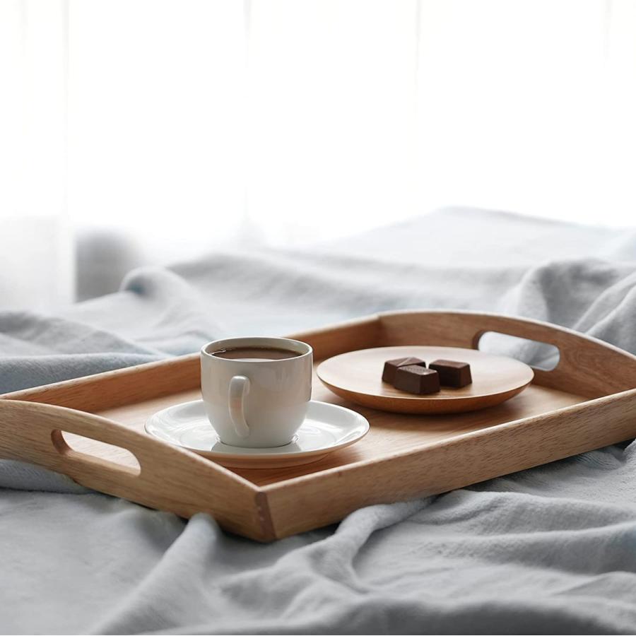 木製 角型 トレー おぼん 大 フレア H-3045 お盆 取っ手付き パール