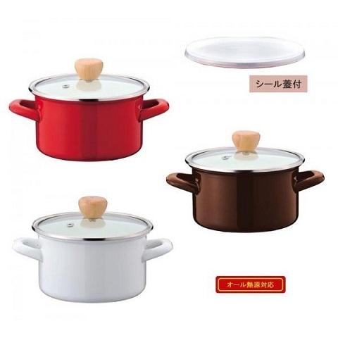 パール金属 両手鍋 IH対応 ホーロー クックポット 15cm ホワイト