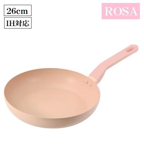 フライパン 26cm IH対応 セラミック加工 ピンク ローサ HC-726 軽い かわいい おしゃれ ガス火 オール熱源 アルミ製 軽量 ペールピンク パール金属 新生活 | 