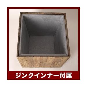 リサイクル・ウッド　キューブ　(ジンクインナー付)　60　≪植木鉢/大型/おしゃれ/鉢/プランター/木製≫_1