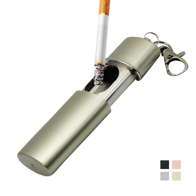 円柱形 携帯灰皿 おしゃれ かわいい ポータブル アッシュトレイ カラビナ付き 吸い殻入れ 喫煙グッズ 金属製 フタ付き 小型 軽量 持ち運び便利 男性 送料無料 | ブランド登録なし