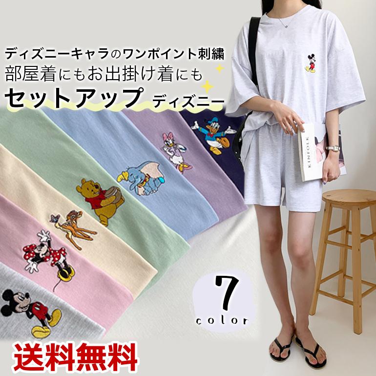 セットアップ ディズニー 韓国ファッションブランドの並行輸入品 綿100％ 夏服 半袖 ショートパンツ 着心地抜群 豊富なカラーバリーエーション 送料無料｜baris