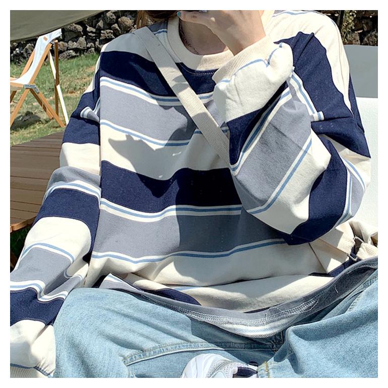 スウェット トレーナー トップス ストライプ レディース 長袖