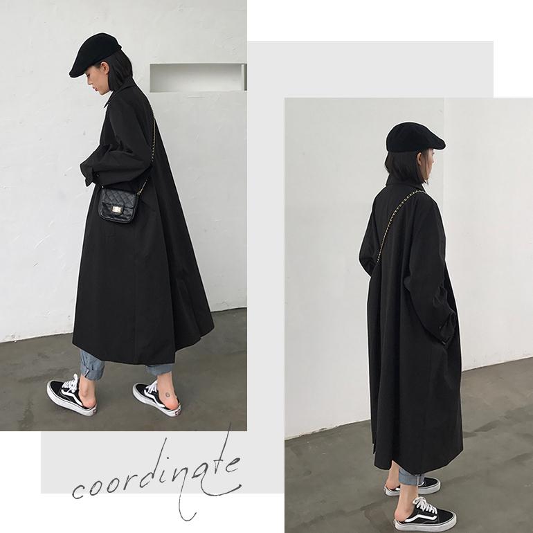 KAPTAINSUNSHINE ビッグシルエットAラインバルカラーコート ステンカラーコート 長袖 ミドル丈 ビッグシルエット Aライン
