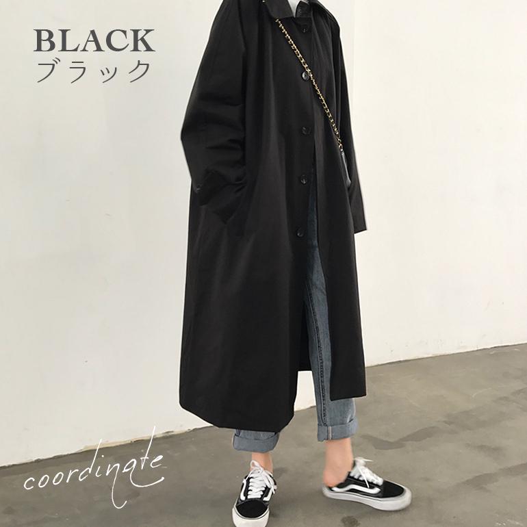 ステンカラーコート 長袖 ミドル丈 ビッグシルエット Aライン