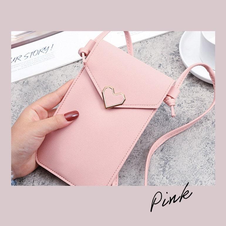 ハート ワンポイント スマホポシェット お財布ポシェット スマホポーチ