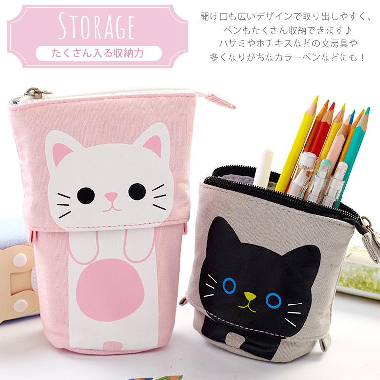 日本未発売 ペンケース 猫 筆箱 ペン入れ ペンポーチ 自立 ペンスタンド ペン立て 2way キャンバス地 ねこ ネコ かわいい おしゃれ 文房具 学校 大学 送料無料 Originaljustturkey Com