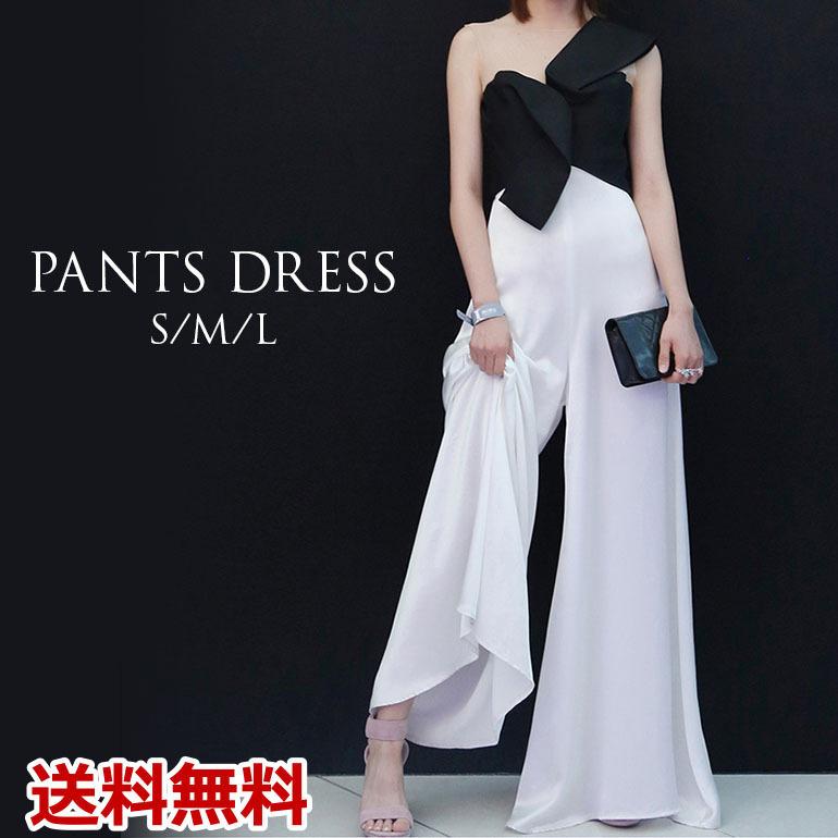 パーティードレス パンツスタイル オールインワン 袖なし ハイウエスト バックジッパー 優雅 上品 セクシー 記念日 結婚式 二次会 細見え 送料無料 リアル