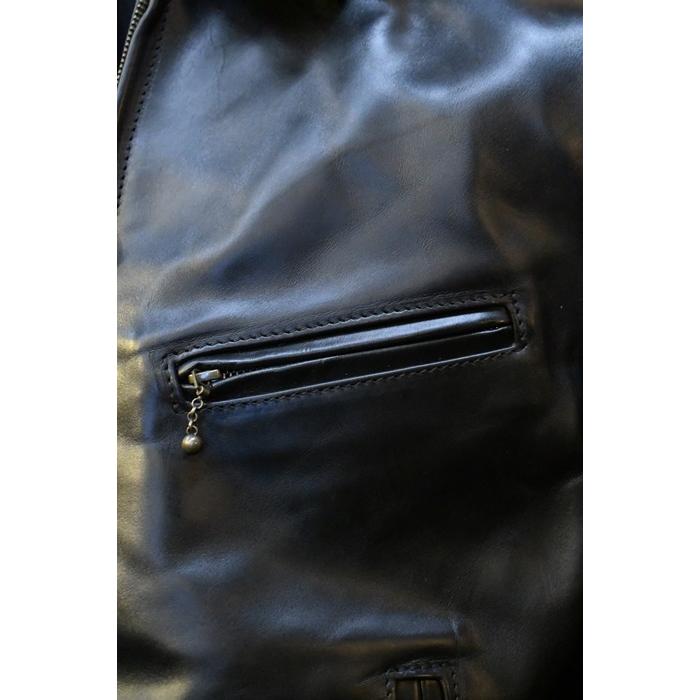 AERO LEATHER　ホースレザーシングルバイカージャケット　32サイズ　黒 AERO LEATHER ホースレザーシングルバイカージャケット 32サイズ 黒