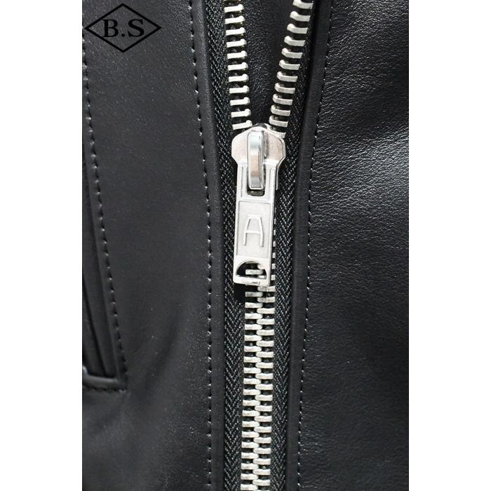 ロクロクロクレザーウェア 666 LEATHER WEAR トリプルシックス LJM-1L (JSLB401) サイドベルト ライダースジャケット -ロング- BLACK 44サイズの画像