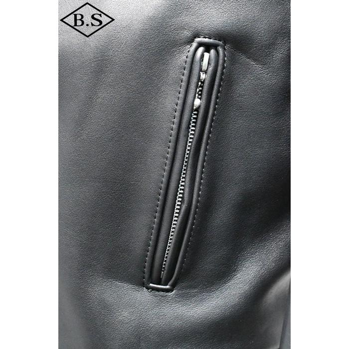 ロクロクロクレザーウェア 666 LEATHER WEAR トリプルシックス LJM-1L (JSLB401) サイドベルト ライダースジャケット -ロング- BLACK 44サイズの画像