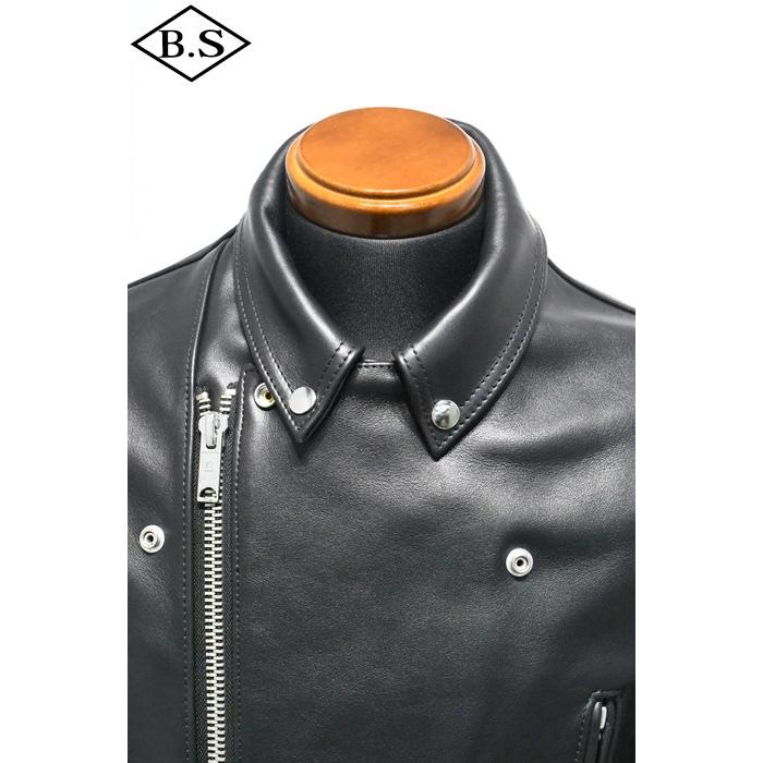 ロクロクロクレザーウェア 666 LEATHER WEAR トリプルシックス LJM-1L (JSLB401) サイドベルト ライダースジャケット -ロング- BLACK 44サイズの画像