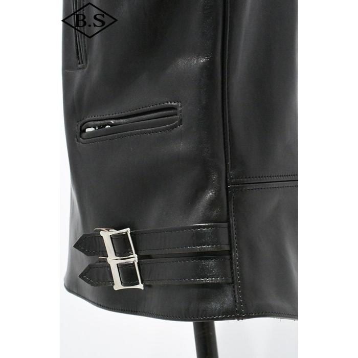 ロクロクロクレザーウェア 666 LEATHER WEAR トリプルシックス LJM-1L (JSLBB501) サイドベルト ライダースジャケット -ロング- BLACKの画像