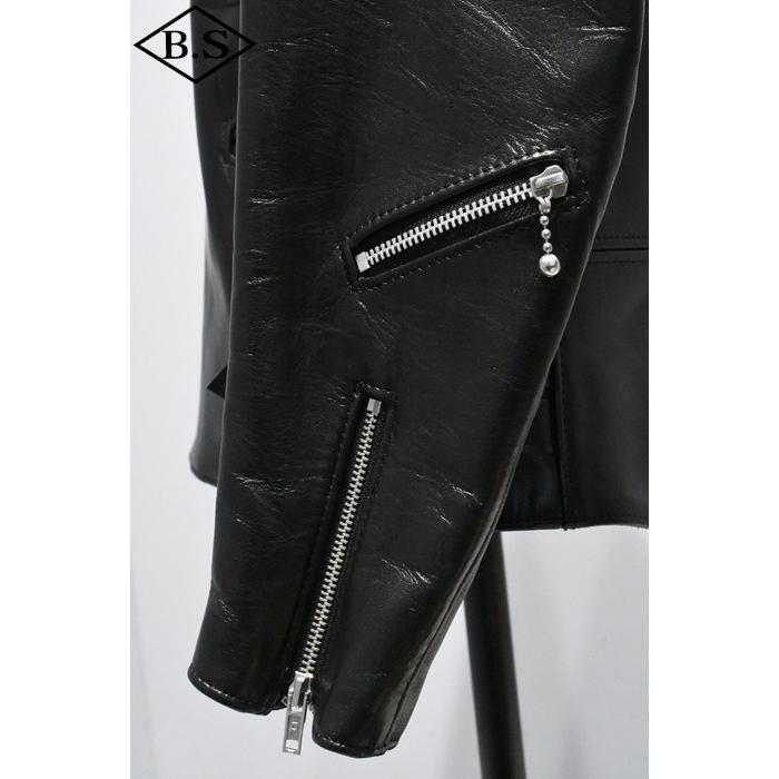 ロクロクロクレザーウェア 666 LEATHER WEAR トリプルシックス LJM-1L (JSLBB501) サイドベルト ライダースジャケット -ロング- BLACKの画像