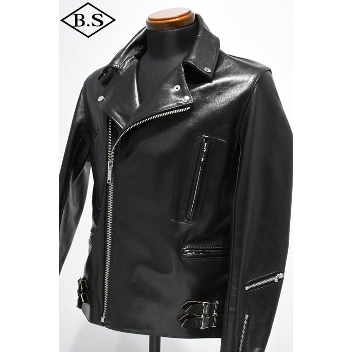 ロクロクロクレザーウェア 666 LEATHER WEAR トリプルシックス LJM-1L (JSLBB501) サイドベルト ライダースジャケット -ロング- BLACKの画像