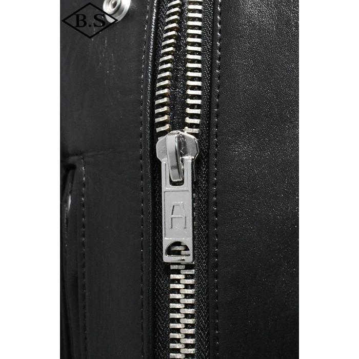 ロクロクロクレザーウェア 666 LEATHER WEAR トリプルシックス LJM-1L (JSLBB501) サイドベルト ライダースジャケット -ロング- BLACKの画像