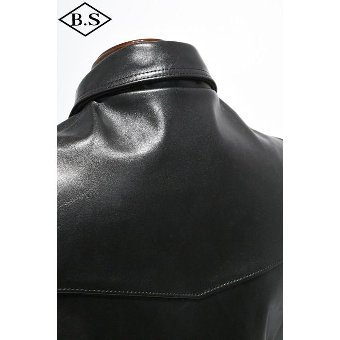 ロクロクロクレザーウェア 666 LEATHER WEAR トリプルシックス LJM-1L (JSLBB501) サイドベルト ライダースジャケット -ロング- BLACK 44サイズの画像