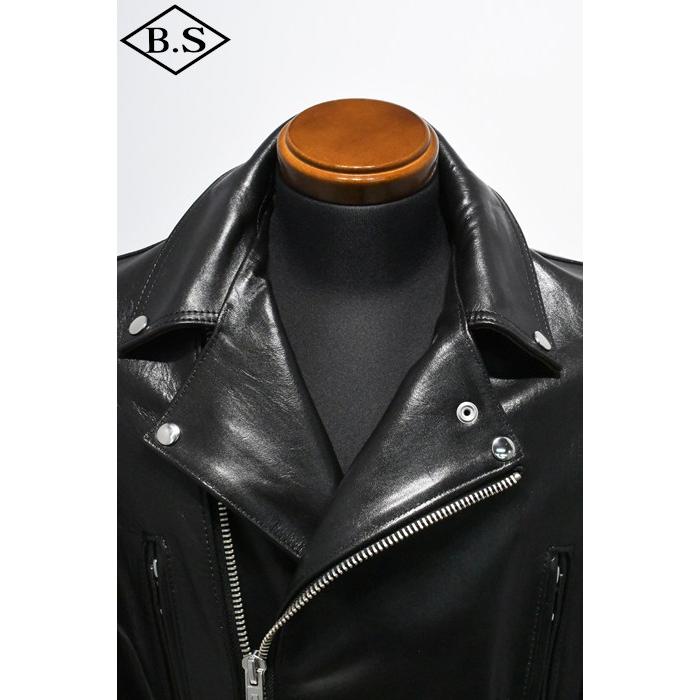 ロクロクロクレザーウェア 666 LEATHER WEAR トリプルシックス LJM-1L (JSLBB501) サイドベルト ライダースジャケット -ロング- BLACK 44サイズの画像