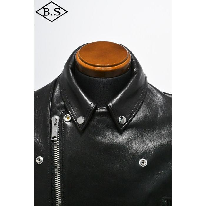 ロクロクロクレザーウェア 666 LEATHER WEAR トリプルシックス LJM-1L (JSLBB501) サイドベルト ライダースジャケット -ロング- BLACK 44サイズの画像