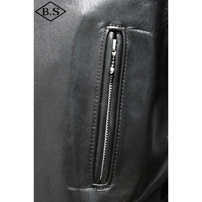 ロクロクロクレザーウェア 666 LEATHER WEAR トリプルシックス LJM-1L (JSLBB501) サイドベルト ライダースジャケット -ロング- BLACK 44サイズの画像
