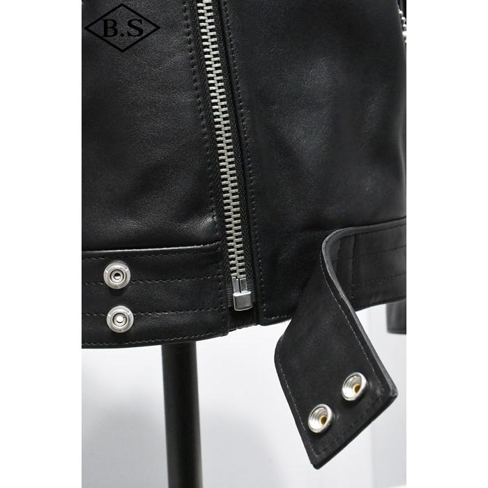 ロクロクロクレザーウェア 666 LEATHER WEAR トリプルシックス LJM-8 (JSLGL401) フロントフラップ ライダースジャケット BLACKの画像