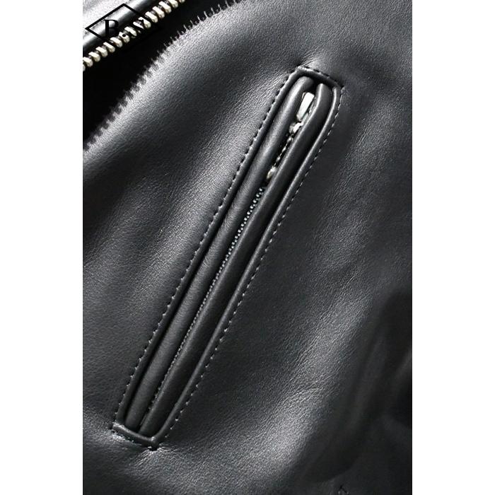 ロクロクロクレザーウェア 666 LEATHER WEAR トリプルシックス LJM-10TF (JSLID401)  タイトフィット フロントベルト ライダースジャケット BLACKの画像