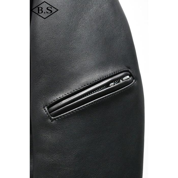 ロクロクロクレザーウェア 666 LEATHER WEAR トリプルシックス LJM-10TF (JSLID401)  タイトフィット フロントベルト ライダースジャケット BLACKの画像