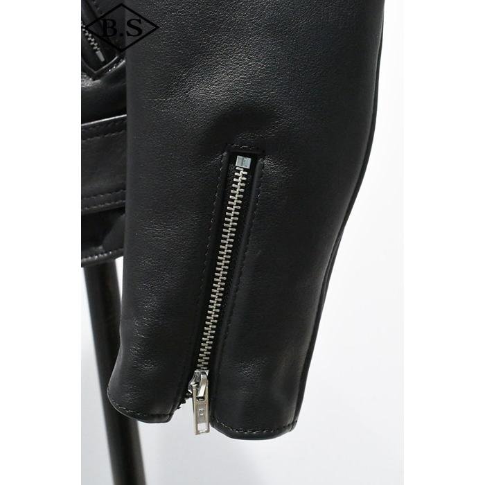 ロクロクロクレザーウェア 666 LEATHER WEAR トリプルシックス LJM-10TF (JSLID401)  タイトフィット フロントベルト ライダースジャケット BLACKの画像