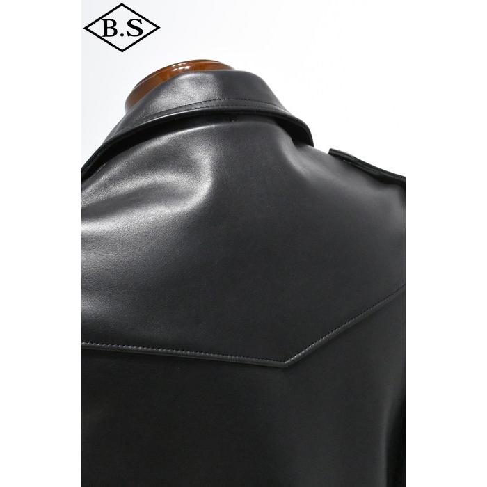 ロクロクロクレザーウェア 666 LEATHER WEAR トリプルシックス LJM-10TF (JSLID401)  タイトフィット フロントベルト ライダースジャケット BLACKの画像