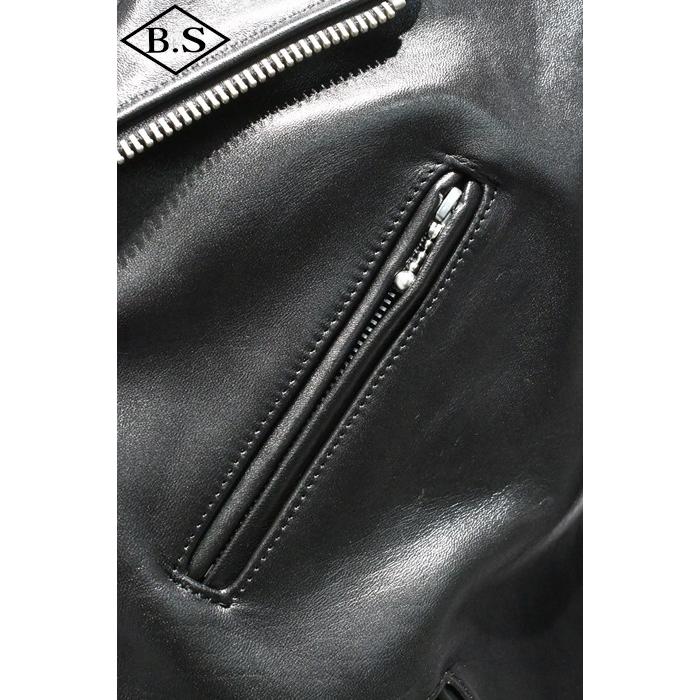 ロクロクロクレザーウェア 666 LEATHER WEAR トリプルシックス LJM-10TF (JSLIDB501)  タイトフィット フロントベルト ライダースジャケット BLACKの画像