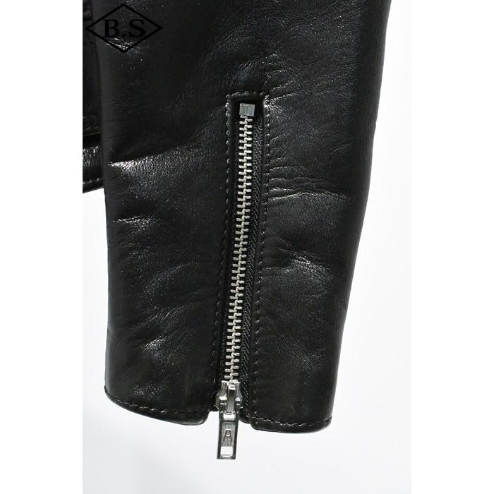 ロクロクロクレザーウェア 666 LEATHER WEAR トリプルシックス LJM-10TF (JSLIDB501)  タイトフィット フロントベルト ライダースジャケット BLACKの画像