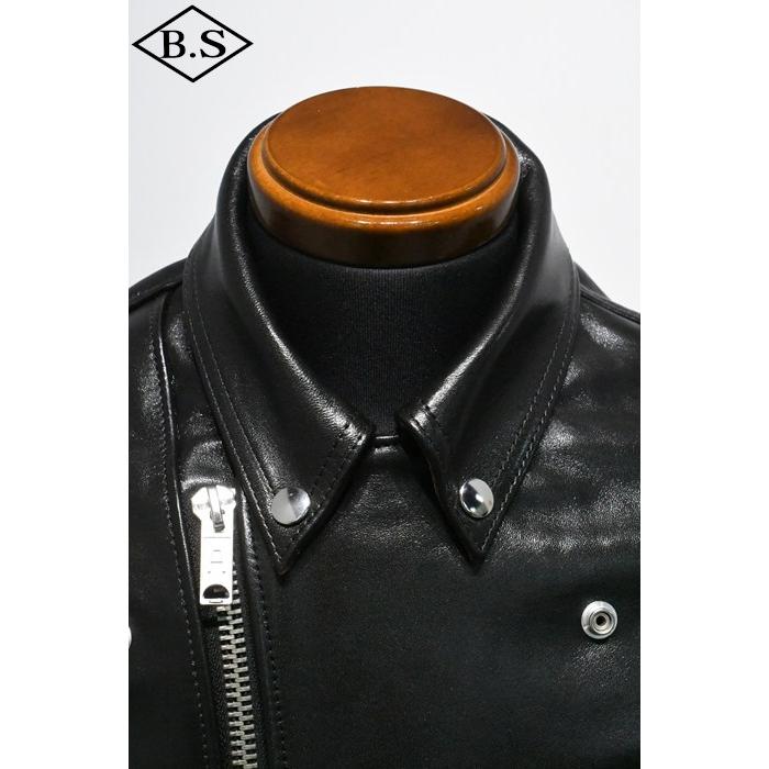 ロクロクロクレザーウェア 666 LEATHER WEAR トリプルシックス LJM-10TF (JSLIDB501)  タイトフィット フロントベルト ライダースジャケット BLACKの画像