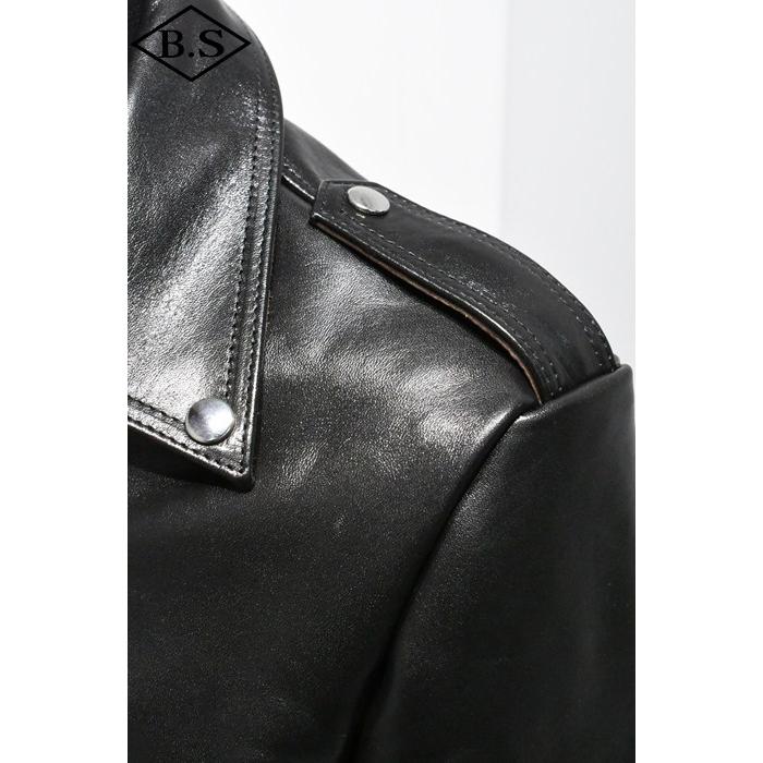ロクロクロクレザーウェア 666 LEATHER WEAR トリプルシックス LJM-10TF (JSLIDB501)  タイトフィット フロントベルト ライダースジャケット BLACKの画像