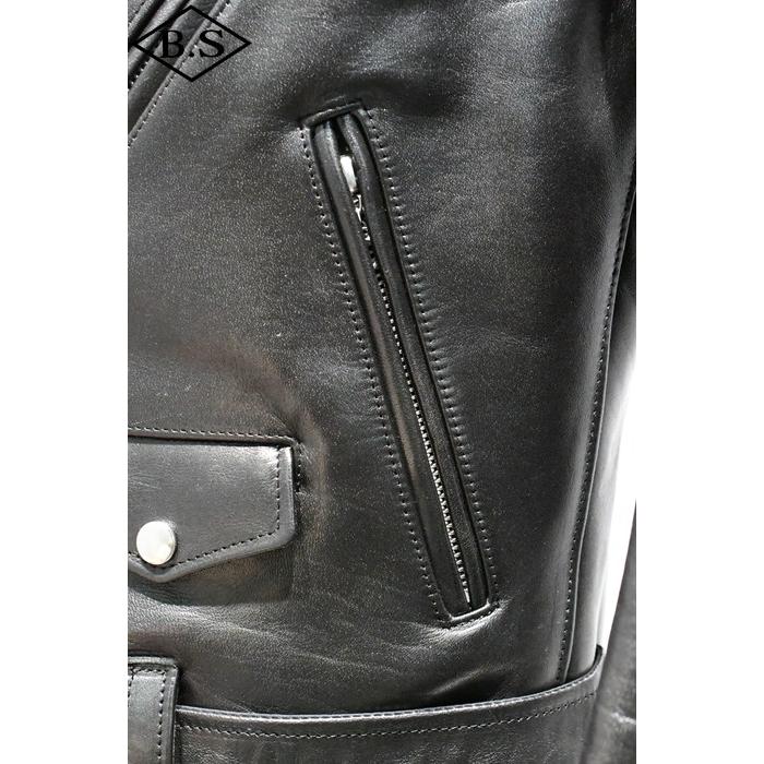 ロクロクロクレザーウェア 666 LEATHER WEAR トリプルシックス LJM-7 (JSLOB501)  ワンスター ライダースジャケット BLACKの画像