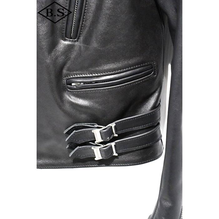 ロクロクロクレザーウェア 666 LEATHER WEAR トリプルシックス LJW-1TF (JSLLD401) レディース タイトフィット サイドベルト ライダースジャケット BLACKの画像