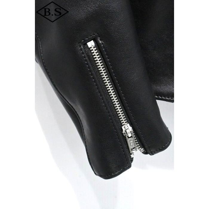 ロクロクロクレザーウェア 666 LEATHER WEAR トリプルシックス LJW-1TF (JSLLD401) レディース タイトフィット サイドベルト ライダースジャケット BLACKの画像