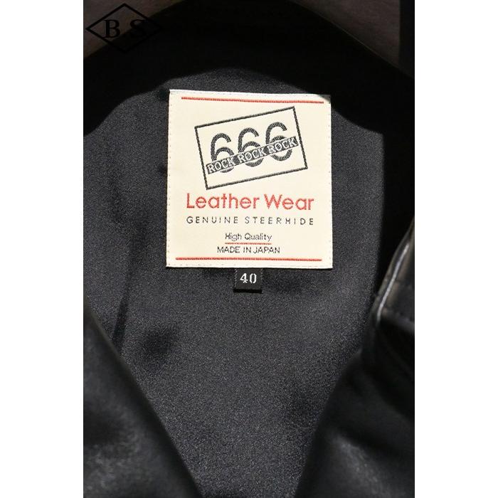 ロクロクロクレザーウェア 666 LEATHER WEAR トリプルシックス LJW-1TF (JSLLD401) レディース タイトフィット サイドベルト ライダースジャケット BLACKの画像