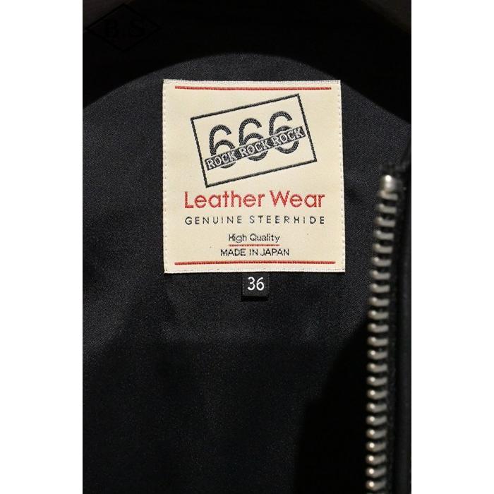 ロクロクロクレザーウェア 666 LEATHER WEAR トリプルシックス LJW-4TF (JSLTD401) レディース タイトフィット センタージップ ライダースジャケット BLACKの画像