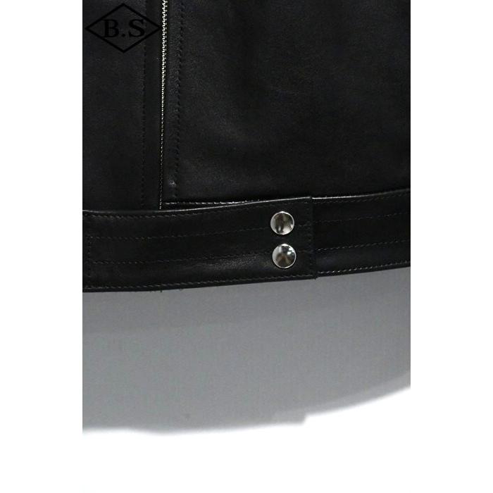 ロクロクロクレザーウェア 666 LEATHER WEAR トリプルシックス LJW-23TF (JSLLQD401) レディース タイトフィット フロントフラップ ライダース ジャケット BLACKの画像