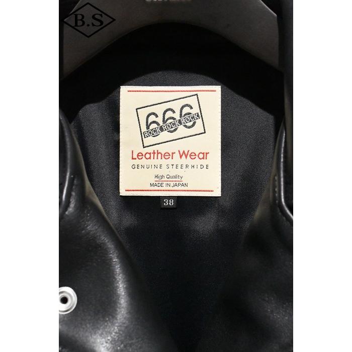 ロクロクロクレザーウェア 666 LEATHER WEAR トリプルシックス LJW-23TF (JSLLQD401) レディース タイトフィット フロントフラップ ライダース ジャケット BLACKの画像