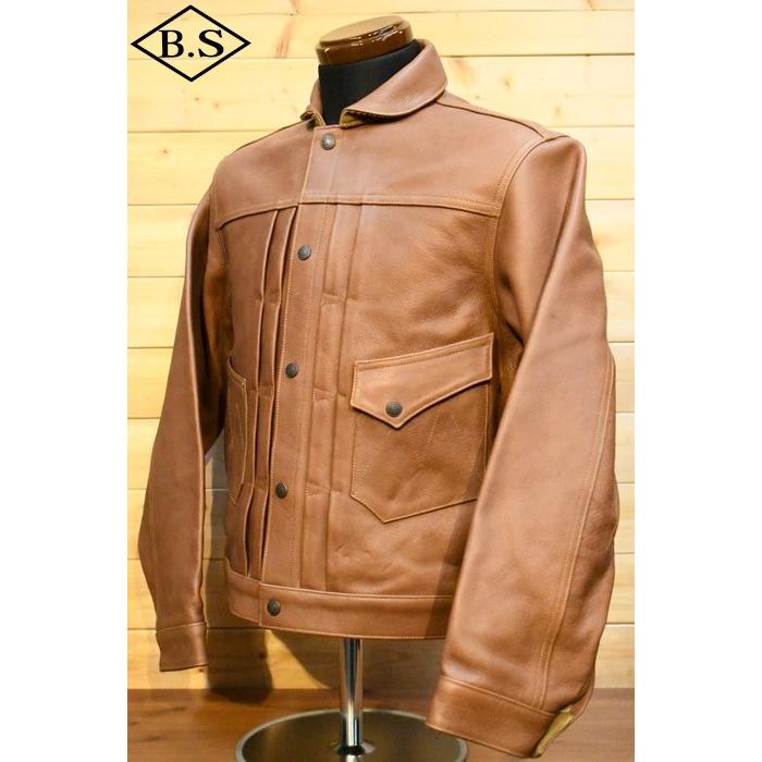 ミスターフリーダム レザージャケット Mister Freedom×SugarCane  SC80624 COWHIDE LEATHER RANCH BROUSE ブラウン カウハイド レザー ランチブラウス ブラウンの画像
