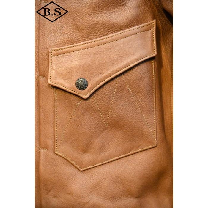 ミスターフリーダム レザージャケット Mister Freedom×SugarCane  SC80624 COWHIDE LEATHER RANCH BROUSE ブラウン カウハイド レザー ランチブラウス ブラウンの画像