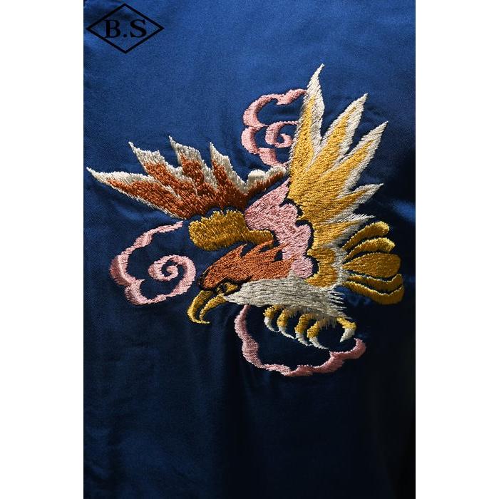 港商商会 KOSHO&CO. スカジャン TT15618-125 Early 1950s Style Acetate Souvenir Jacket  “WHITE DRAGON” × “WHITE DRAGON” BLUEの画像