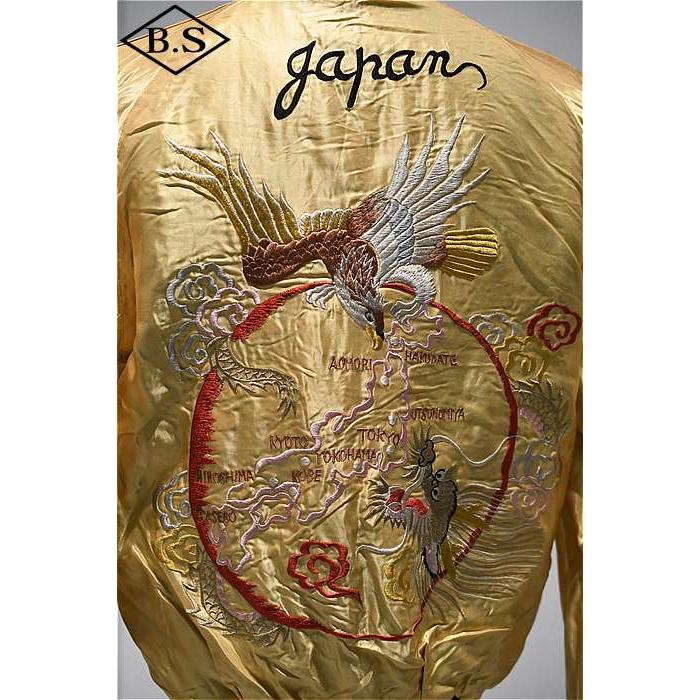 テーラー東洋 TAILOR TOYO スカジャン TT15682-145 Early 1950s Style Acetate Souvenir Jacket “ROARING TIGER” × “JAPAN MAP” GREENの画像