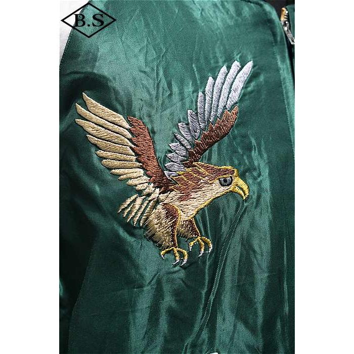 テーラー東洋 TAILOR TOYO スカジャン TT15682-145 Early 1950s Style Acetate Souvenir Jacket “ROARING TIGER” × “JAPAN MAP” GREENの画像