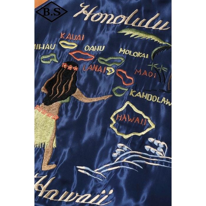 テーラー東洋 TAILOR TOYO スカジャンTT15877-128 / Late 1950s Style Acetate Souvenir Jacket “HAWAII MAP” × “DRAGON & TIGER”の画像