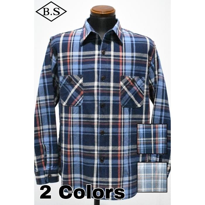 ビッグジョン BIG JOHN  長袖シャツ MS012G INDIGO CHECK SHIRTS