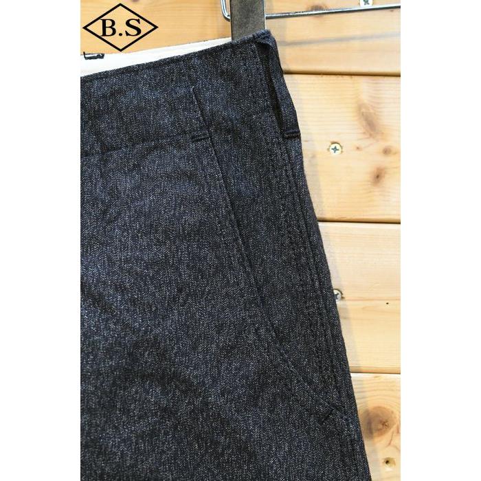 クッシュマン パンツ CUSHMAN 22686 ブラックシャンブレー トラウザーズ BLACK CHAMBRAY TROUSERS WIDE STRAIGHT MIX BLACKの画像