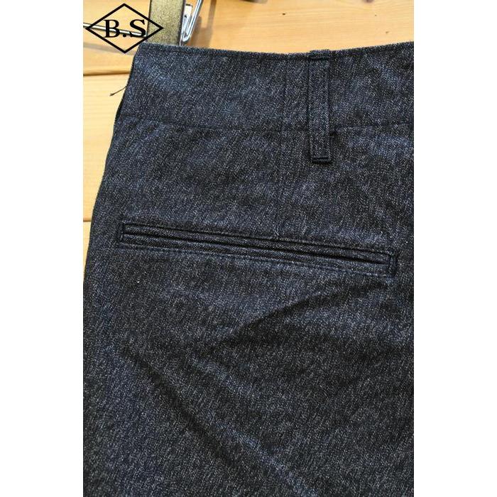 クッシュマン パンツ CUSHMAN 22686 ブラックシャンブレー トラウザーズ BLACK CHAMBRAY TROUSERS WIDE STRAIGHT MIX BLACKの画像
